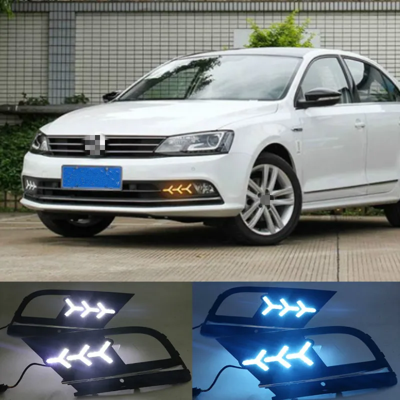

Желтый светильник с поворотным сигналом s Водонепроницаемый Автомобильный светодиодный дневный ходовой светильник DRL Дневной светильник для Volkswagen Jetta MK7 Sagitar 2015-2017