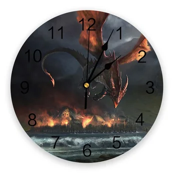 

Medieval Dragon Wall Clock Silent Non Ticking Kids Room Decorative Clock for Home Living Room Bedroom