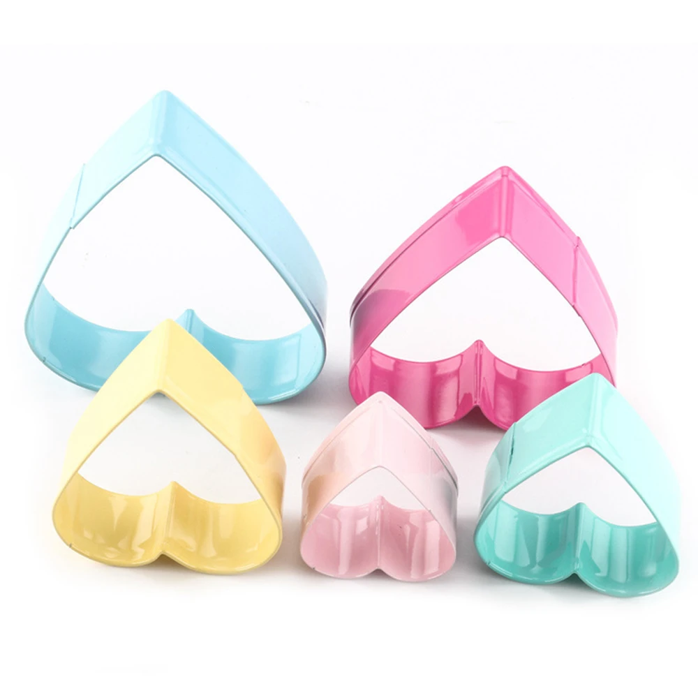 5pcs/set Heart-shaped Cookie Cutter Cake Mold DIY Baking Pastry Tools for Pudding Mousse Fondant Kitchen Bakery Accessories