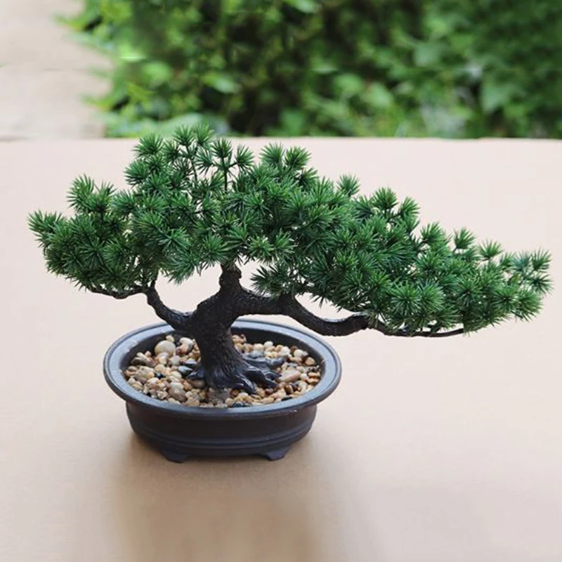 1xDecorative Искусственный Реалистичная Пластик настольная искусственная Bosnai дерево горшок для растений