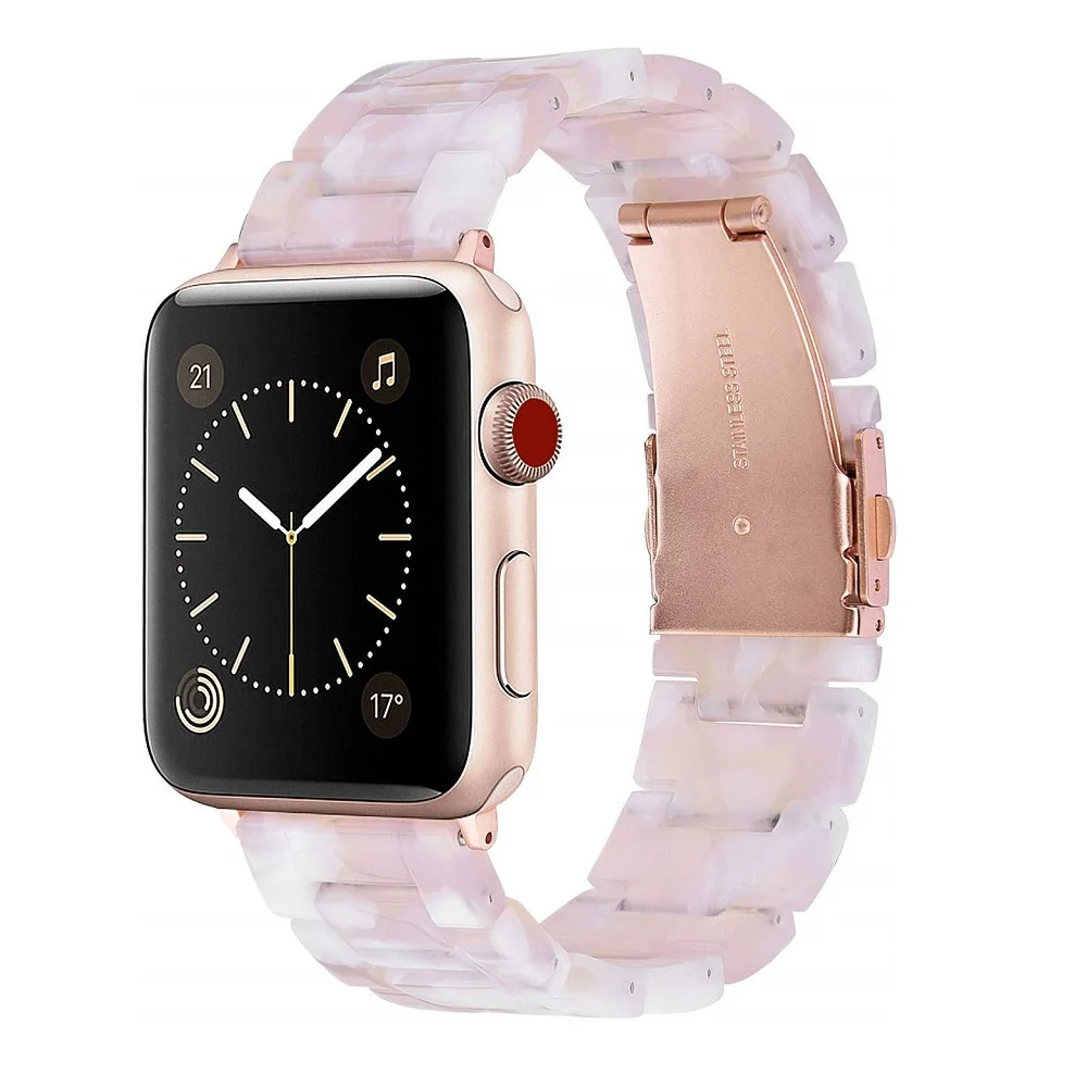 Полимерный ремешок для Apple Watch, ремешок 40 мм, 44 мм, ремешок для iWatch, браслет, ремешок для часов с пряжкой из нержавеющей стали, серия 5 4 - Цвет ремешка: Floral Pink