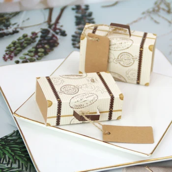

50Pcs Wedding Favor Kraft Paper Candy Gift Box Chocolate Boxes Birthday Party Decor +50Pcs Burlap Twine +50Pcs Kraft Paper Tag