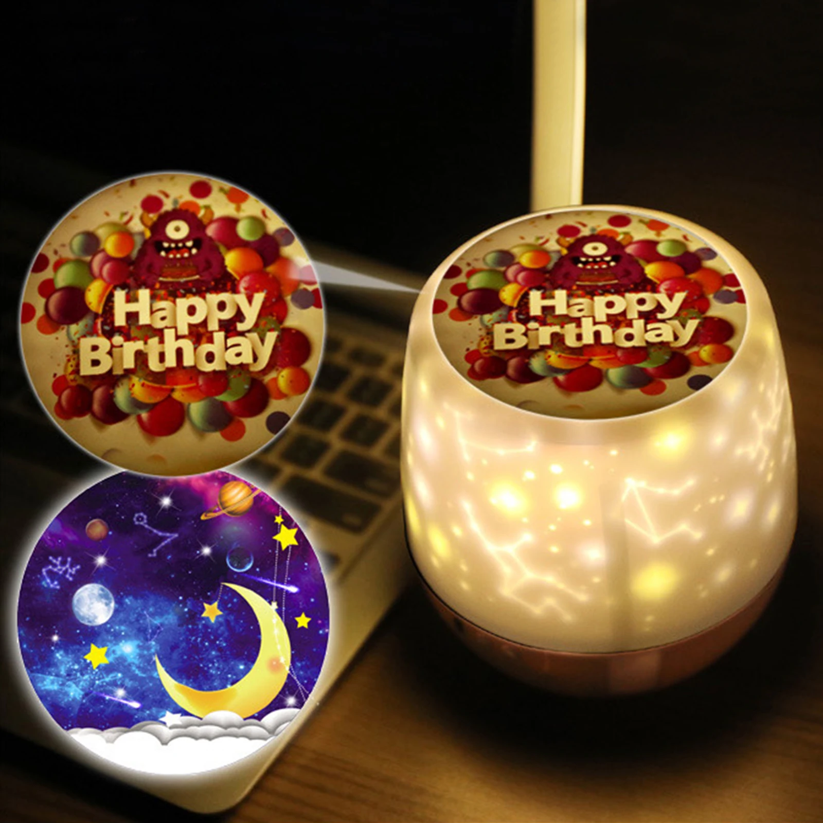 

Projector Rechargeable Star Sky Night Light for Kids Bedroom Lighting, 3 Gears Dimming Romantic Rotating LED Lamp Christmas Gift