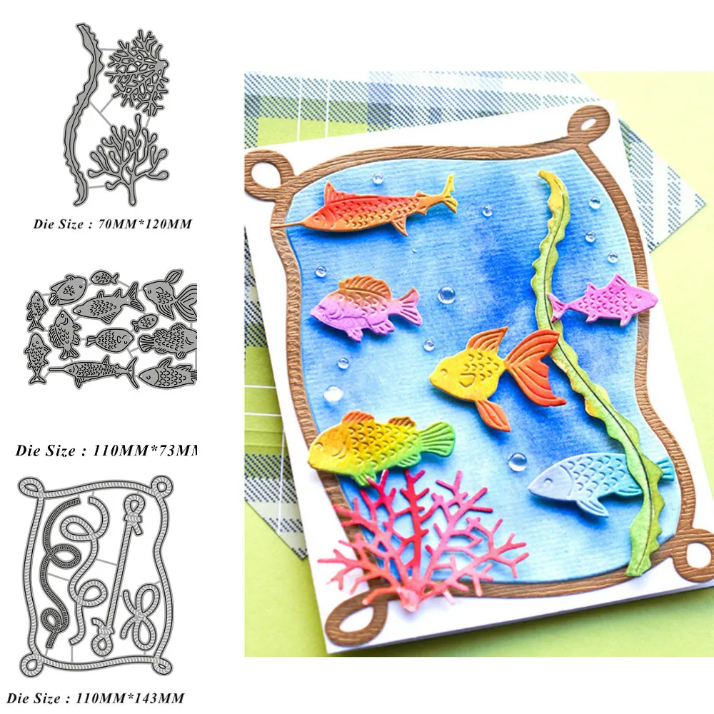Seagrass Seaweed Kelp Fish Metal Cutting Dies Scrapbooking Embossing Folder Stencil Template Album Decor Card Making DIY Crafts | Дом и сад
