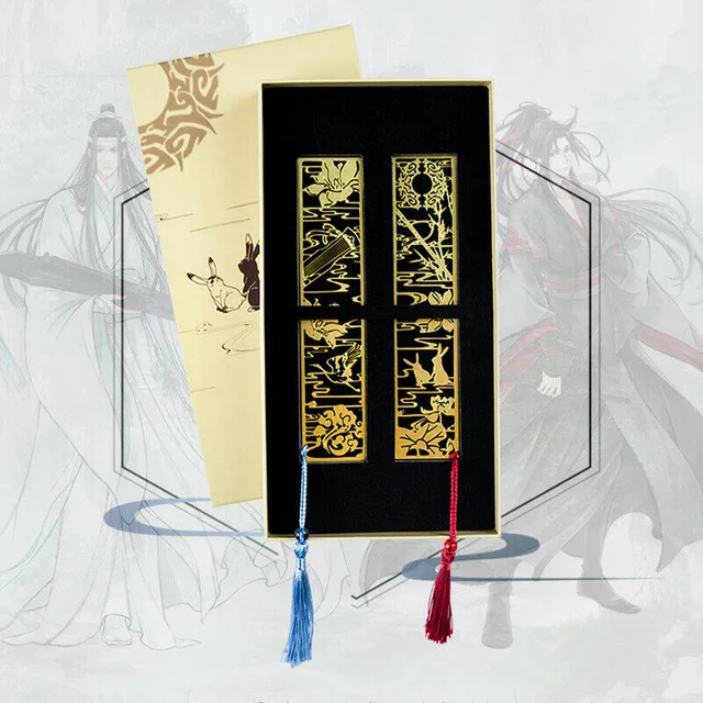 Белый Аниме Grandmaster of Demonic культивирование Lan Wangji Wei Wuxian BL металлическая Закладка Косплей Подарки - Цвет: Белый