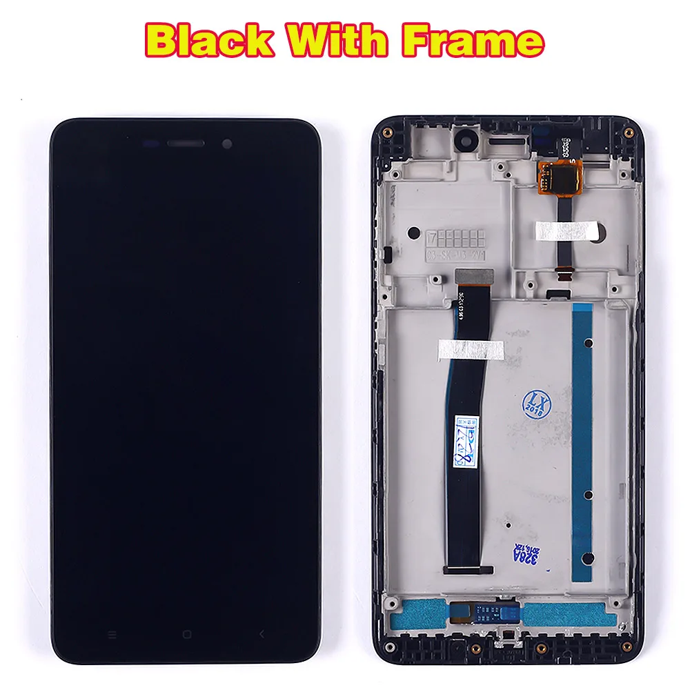 Сенсорный экран, стеклянная сенсорная панель, ЖК-дисплей, дигитайзер, сборка для Xiaomi Redmi 4A, 5,0 дюймов, 1280*720, рамка с бесплатными инструментами - Цвет: Black with Frame