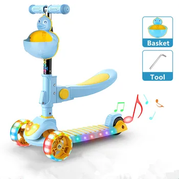 

Kids Scooter 3 Wheels Adjustable Freestyle City Scooter Baby & Toddler Toys Gifts Musical Scooter with Flashlight 1-12 Years