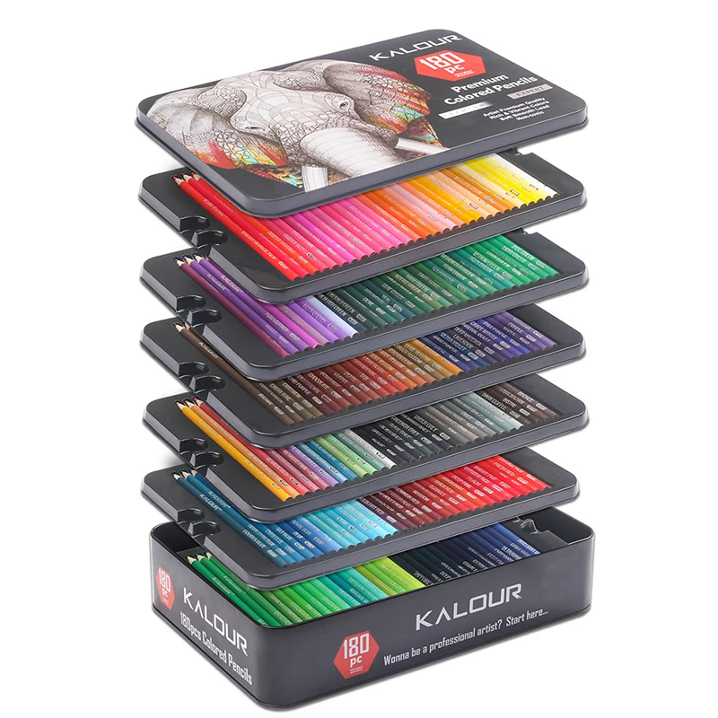 Oily Colored Pencils with Metal Box 180 Unique Coloured Pencils and Pre Sharpened Crayons for Coloring Book-Ideal Christmas Gift 4