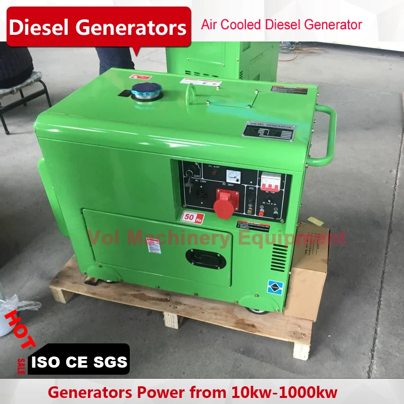 

8kw diesel generator silent air cooling with single phase 100% copper wires for home use