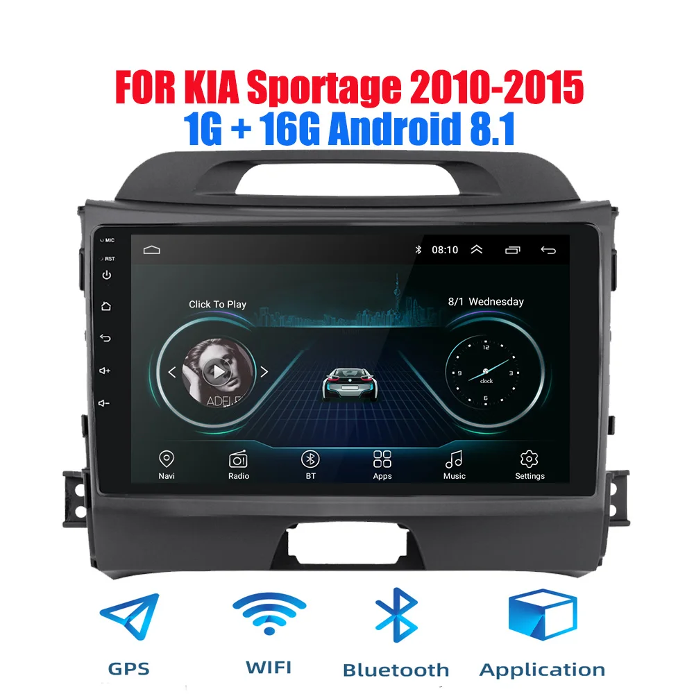 Android 8(1G) Threecar 2din Android 9 Ouad Core PX6 Автомагнитола стерео для KIA Sportage 3 2010- gps Navi Аудио Видео плеер Wifi HDMI TPMS - Цвет: Android 8(1G)