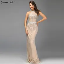 Шампанское Дубай дизайн без рукавов вечерние платья с открытыми плечами Бисероплетение вечерних платьев Serene Хилл LA60850