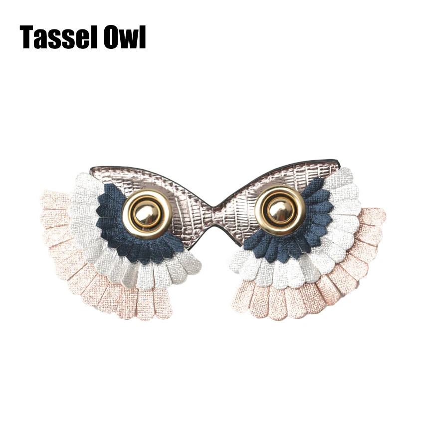 SOOLALA дизайнерские съемные солнцезащитные очки сумка Сова коробка для очков из искусственной кожи Чехол для очков Кожаный Чехол для очков s для женщин - Цвет: Tassel Owl