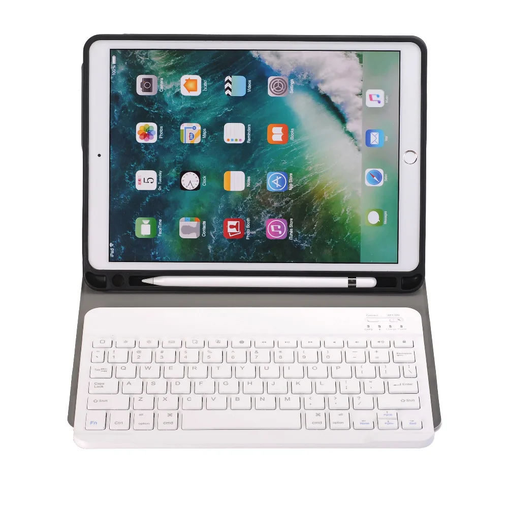 Для нового iPad 10,2 чехол с клавиатурой с карандашом для iPad 7-го поколения Bluetooth Русский Испанский чехол для клавиатуры