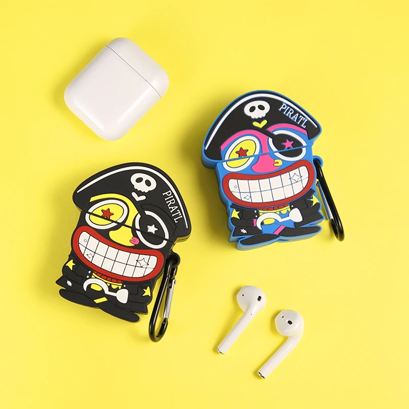 Мягкий чехол с одним глазом пиратского карабина для AirPods
