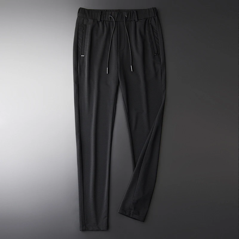 Fabric Hollow Out Silky Breathable New Summer Thin Silm Black Comfortable Men Pants Plus Size M XL 2XL 3XL 4XL | Мужская одежда