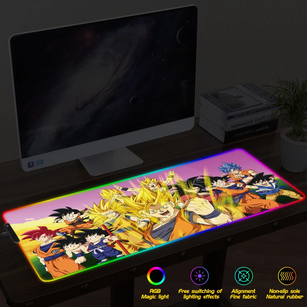 FFFAS Dragon Ball Z Аниме игровой RGB большой геймер Коврик для мыши USB светодиодный