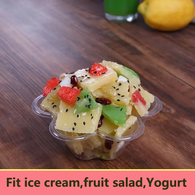 100 pcs 200ML clear plastic ice cream Yogurt cups pudding container bowl icecream Milk box fruit salad tray party cup supply