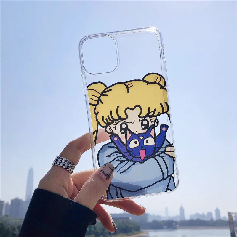 Милый мультяшный чехол для телефона Сейлор Мун для iPhone 6 6S 7 8 X XR XS Max Силиконовый мягкий прозрачный чехол для iPhone 11 Pro MAX задняя крышка