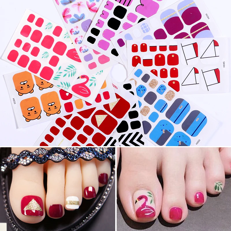 

Colorful Toe Nail Sticker Full Cover Waterproof Mixed Colors Toenail Sticker Wraps for Nail Art DIY Beauty Design Decoration