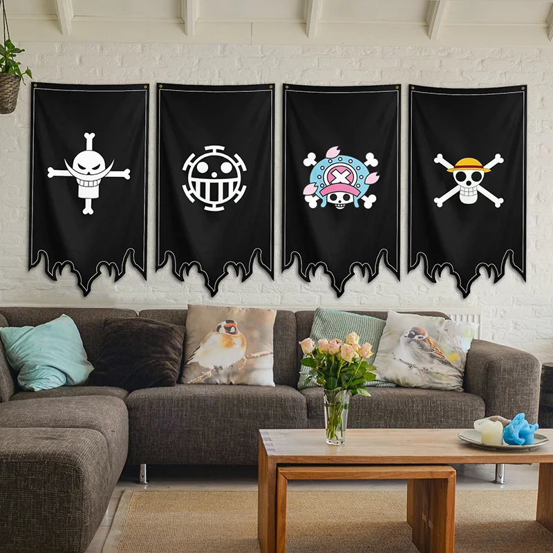70x125cm One Piece Flag Banner Straw Hat Pirate Trumpet Banner Flag Home Cartoon Animation Cosplay Decor Polyester Banner Flags Banners Accessories Aliexpress