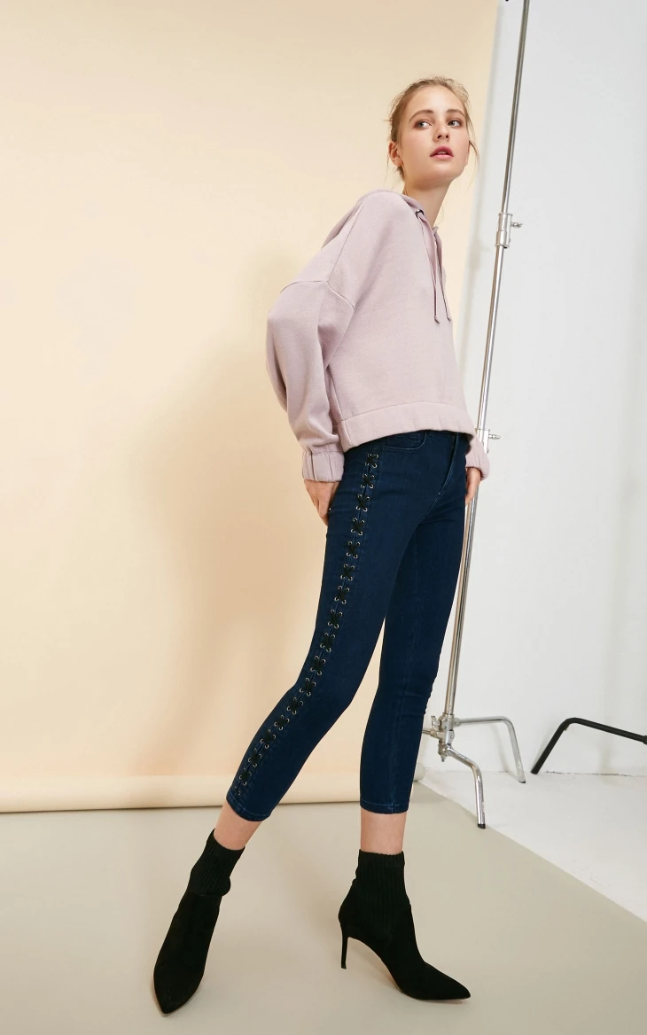Vero Moda Новое поступление женские джинсы капри со средней талией на шнуровке | 31836I505