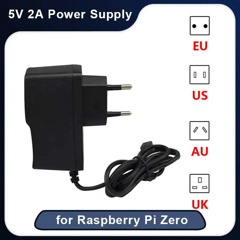 

5V 2A Raspberry Pi Zero W Power Suppply Micro Port Adapter US UK EU AU Plug Charger for Raspberry Pi Zero V1.3 Orange Pi Zero