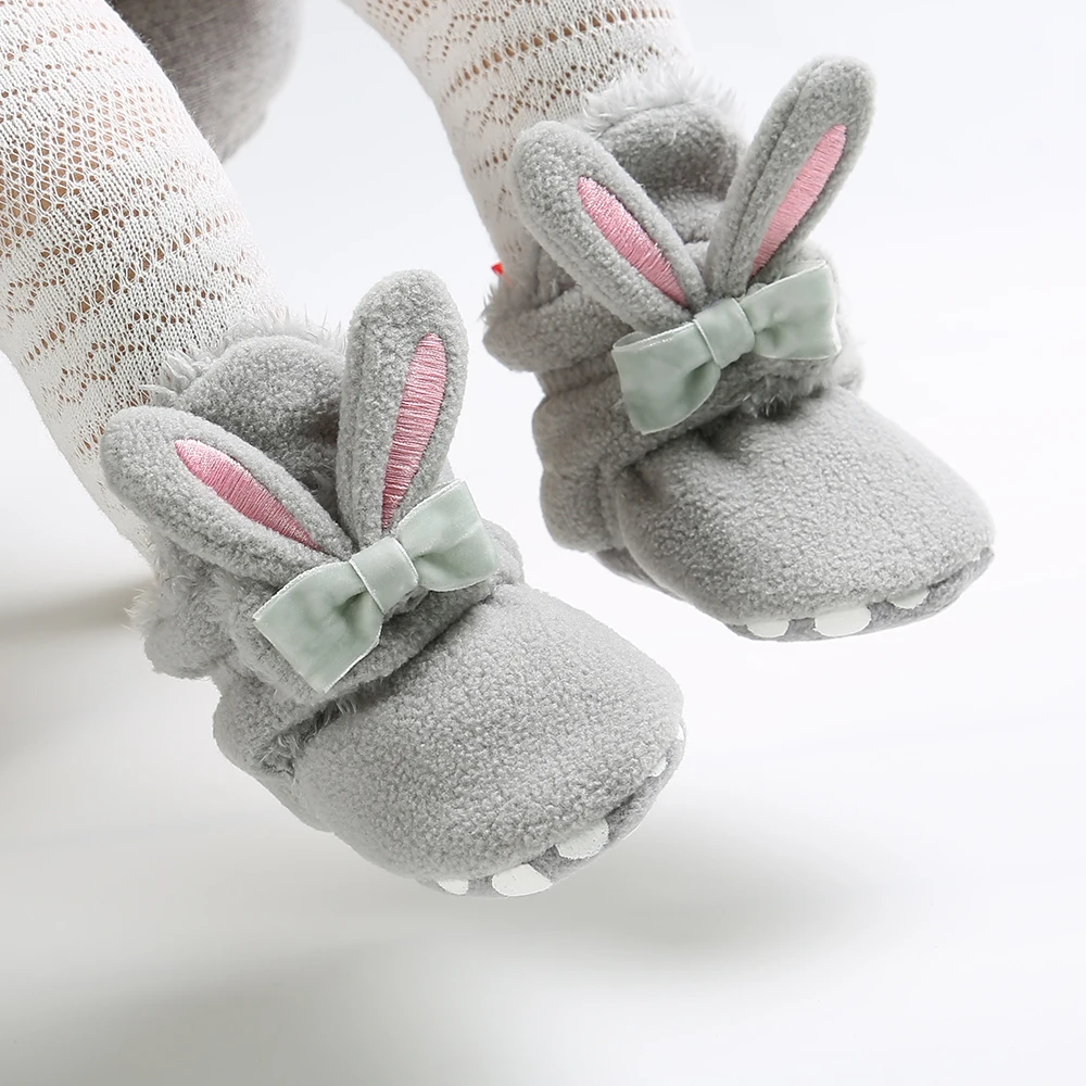 Детские зимние ботинки для новорожденных мальчиков и девочек, зимние теплые ботинки с мягкой подошвой, ботинки для малышей с кроликом и бархатом