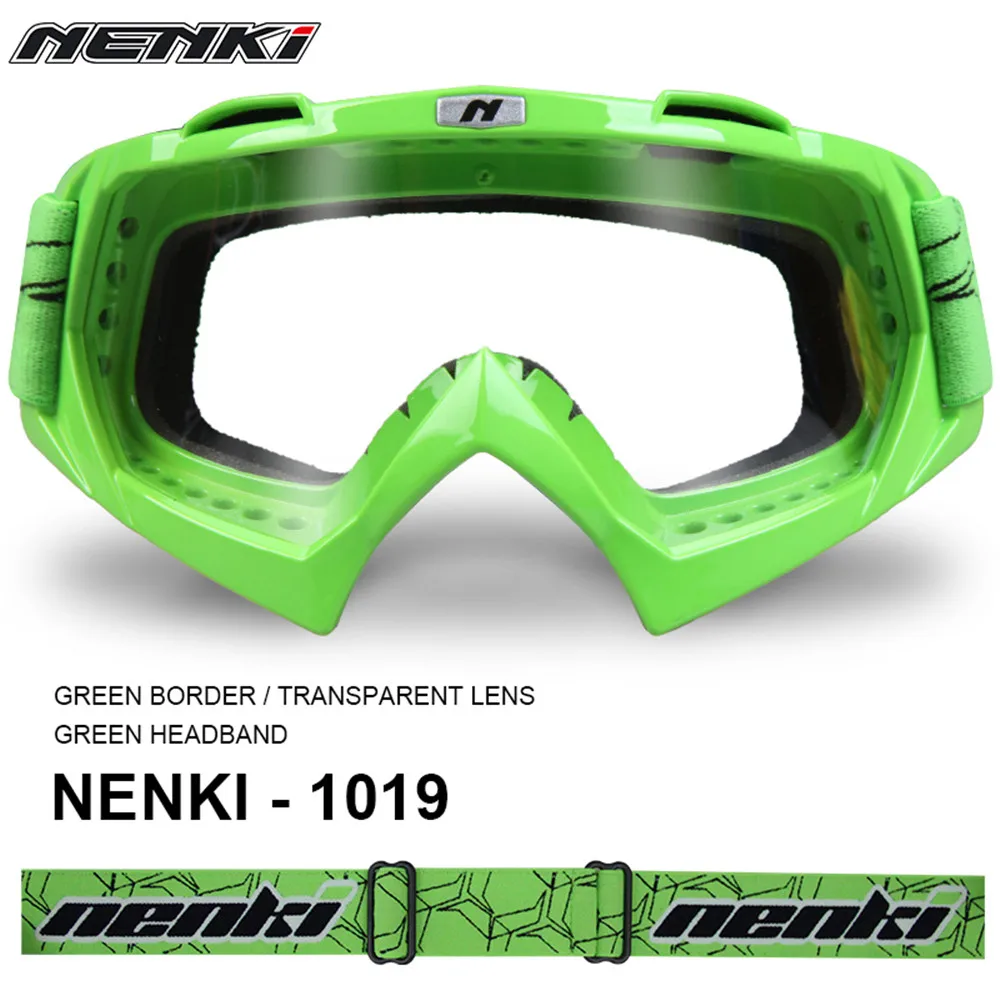 Green Clear NENKI Мотокросс внедорожник ATV MX для езды на велосипеде по бездорожью и склонам очки DH Для мужчин Для женщин Горные лыжи сноуборд очки мотоциклетные очки. Цветные линзы - Цвет: Green Clear