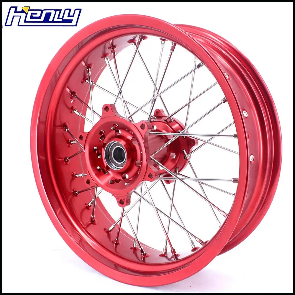 3,5& 5,0 17 дюймов Supermoto Motard колеса Набор для Husqvarna TE TC FE FC SMR TXC 2000-2013 Supermotard красный обод ступицы