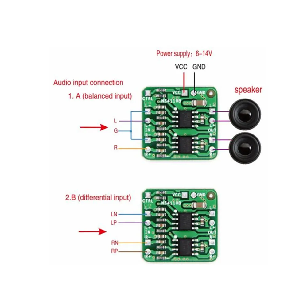 Taidacent NS4110B Differential Amplifier Board 6V 12V 14V 2x18W Digital Class D Class AB Audio OP AMP Circuit