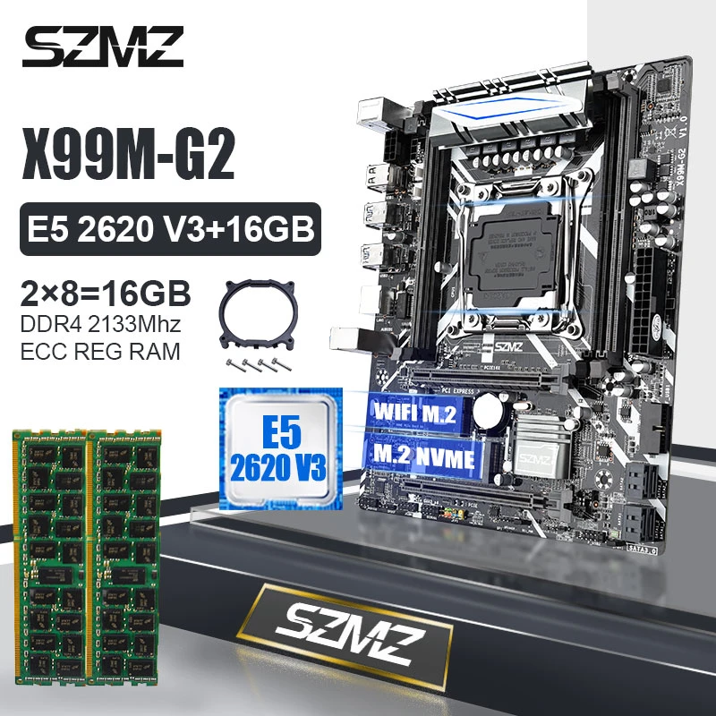 SZMZ placa base x99, compatible con turbo boost desbloqueado, conjunto con  2x8 = 16gb DDR4 2133MHZ ECC REG RAM y procesador E5 2620V3|Placas base| -  AliExpress