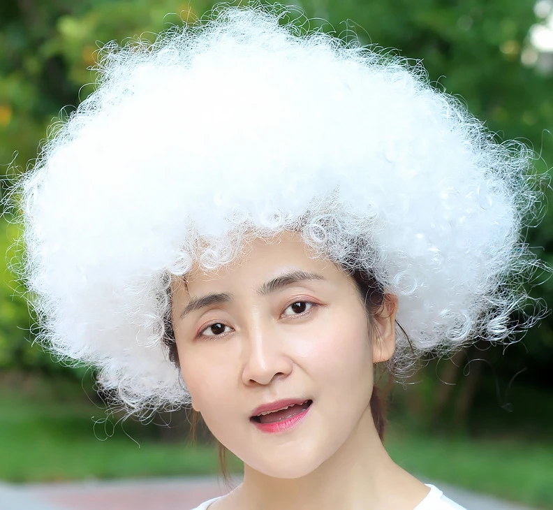 Colorful Clown Wigs Men Female New Handmade Masquerade Stage Performance Accessories High Quality Emulation Props Curly Hair - Цвет: white