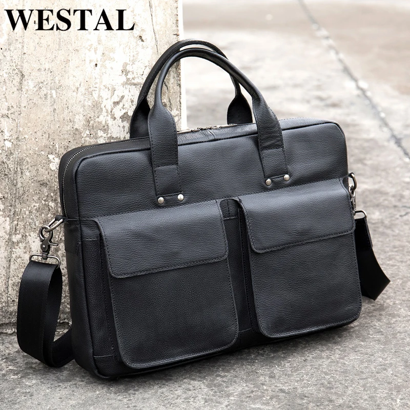 Westal портфель мужской сумка мужская натуральная кожа 14 сумку для ноутбука Для
