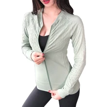 Для женщин, в полоску, с молнией, спорт, бег, йога с длинными рукава трико дышащий плотный кардиган на молнии yoga Бег с длинным рукавом yoga Топ