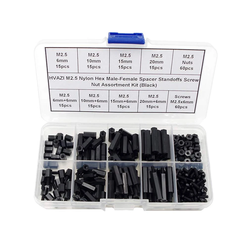

240 Pcs Screw Set Combination Nylon Durable Hex Spacer Solid With Nuts Repair Fastening Parts Tools Multifunctional M2.5