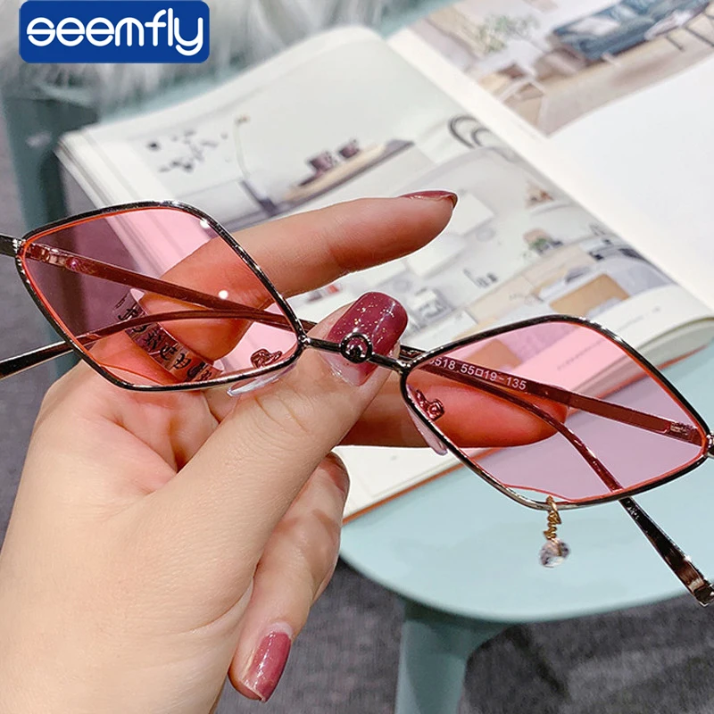Seemfly gafas de sol clásicas para mujer, lentes con de Metal, estilo Steampunk, con colgante, UV400, 2021|Gafas de sol de niña| - AliExpress