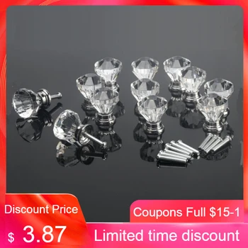 

12Pcs 30mm Clear Acrylic Diamond Shape Knob Cupboard Drawer Pull Handle knobs Brand New knobs and handles for furniture drawers