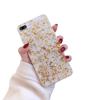 ケースiphone 11 xr 7 8 11プロmax x xs最大プラス6 6携帯電話透明エポキシ金箔高級