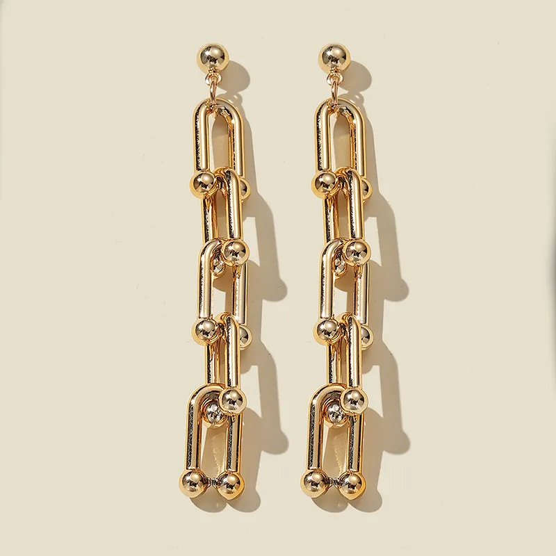 CWEEL Trend Long Earrings For Women Female Statement Punk Luxury Gold Tassel Vintage Dangle Drop Snake Link Chain | Украшения и