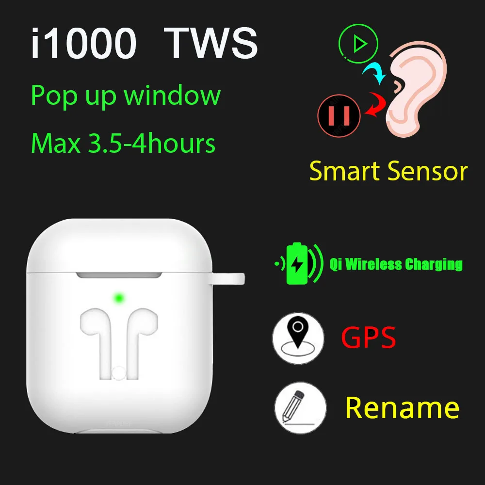 Оригинальный i1000 TWS беспроводной Bluetooth 5 0 наушники 8D Super Bass Smart sensor pk w1 h1 чип i12 i30 i100
