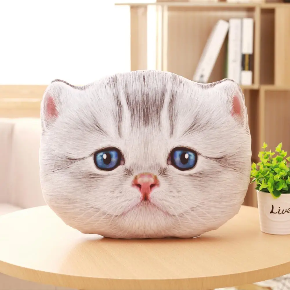 Simanfei Cat Pillow Plush Toys Dolls Stuffed Animals Kids Gift Travel Throw Pillow For Chairs Car Decorative Cushion Dakimakura - Цвет: Gray ear