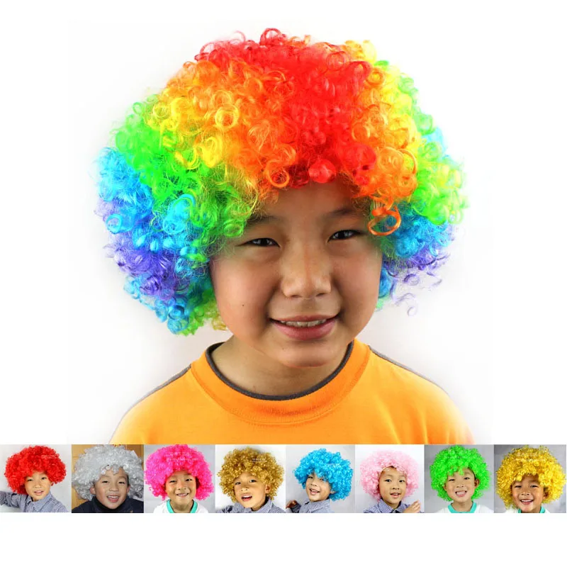 

Kids Colorful Party Wigs for Masquerade Birthday Christmas Dress Clown Costume Cosplay Children Funny Wig Caps Party Decoration