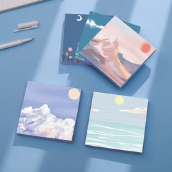 Bloc Notes avec peinture à l'huile, étiquette autocollante, pour planificateur, papeterie Kawaii, 30 feuilles 