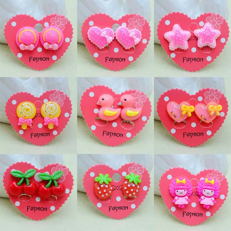 Lindo Animal flores Clip de oreja para niños brazalete de oído creativo chica de dibujos animados pendiente Clip princesa dulce Rosa aro tipo Clip joyería regalo