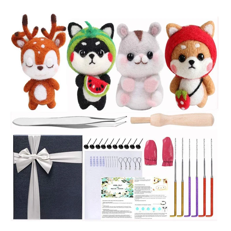 

LMDZ Wool Felting Kit Felting Tools Needle Felting Starter Kit with Felting Needles Foam Mat Instruction for Festival Decoration