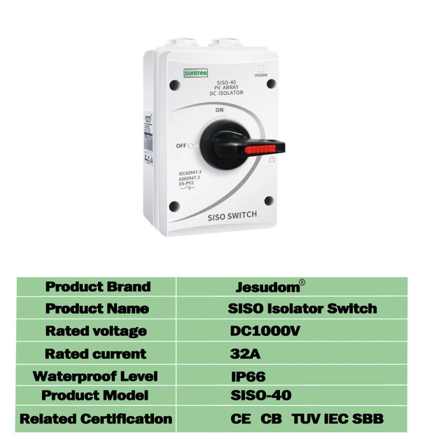 Interrupteur pour isolation photovoltaïque, étanche IP66, UKPM-32 V DC,  1000V, 32a, 16a, pour l'extérieur - AliExpress