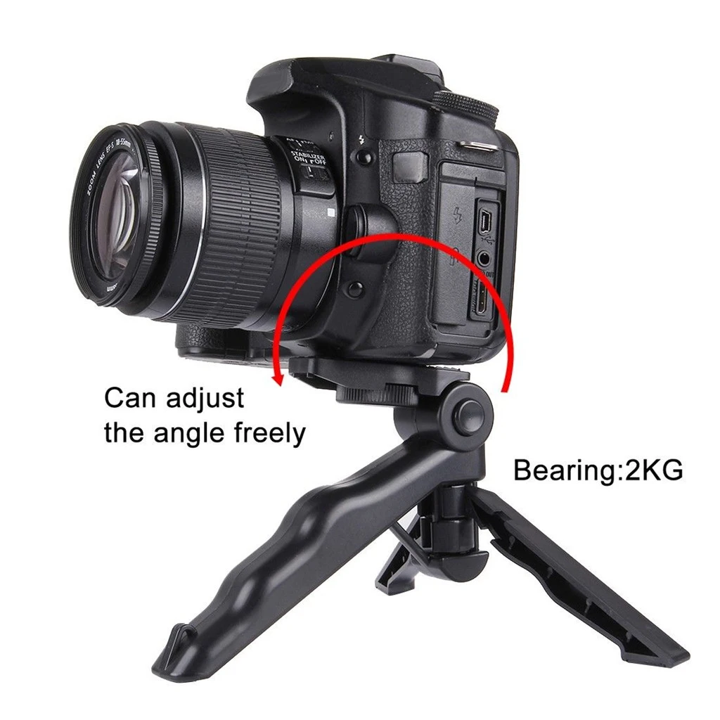 2 IN 1 Portable Mini Hand Grip Folding Tripod Stand for Gopro Hero 2 3 3+ 4 with 90 Degree Rotation Tabletop Desktop Tripod