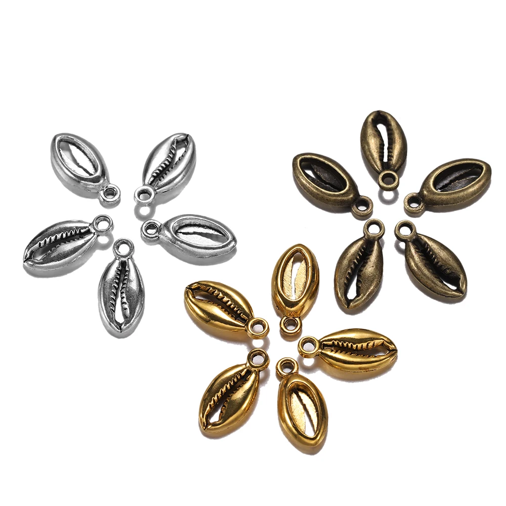 

20pcs/lot Bohemian Antique Sliver Gold Charms Cowrie Conch Shells Pendant DIY Handmade Necklaces Bracelet Jewelry Findings