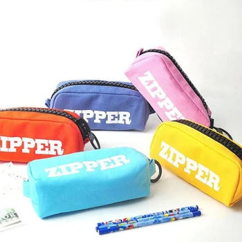 

Big Zipper Pencil Bag Canvas Zip School Pen Pencil Case Stationery Organizer Storage Bag Pencilcase Office Supplies