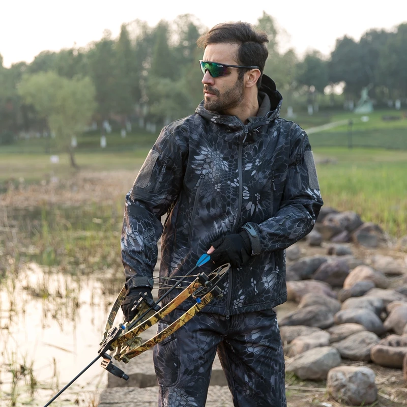 Армейская камуфляжная военная форма, Мужская термодышащая куртка с капюшоном, Мужская тактическая куртка, одежда для охоты, водонепроницаемая ветровка